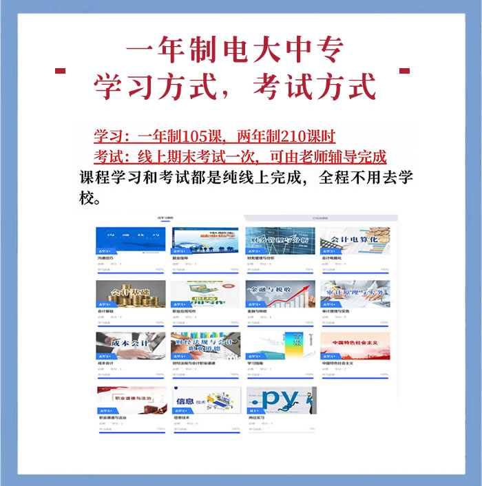 電大一年制中專學(xué)習(xí)方式，考試方式