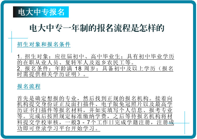 電大中專一年制的報(bào)名流程是怎樣的？
